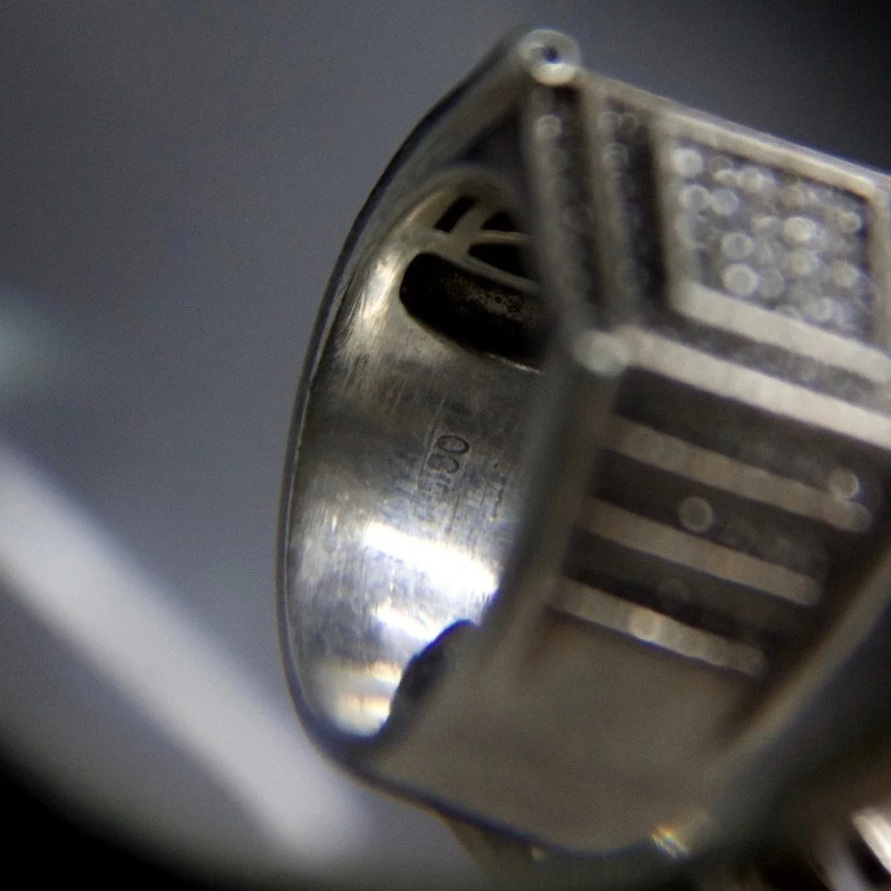 VTG HEAVY Sterling Silver 925 Iced Out Square Signet Ring Mens Size 8.5 CZ Band